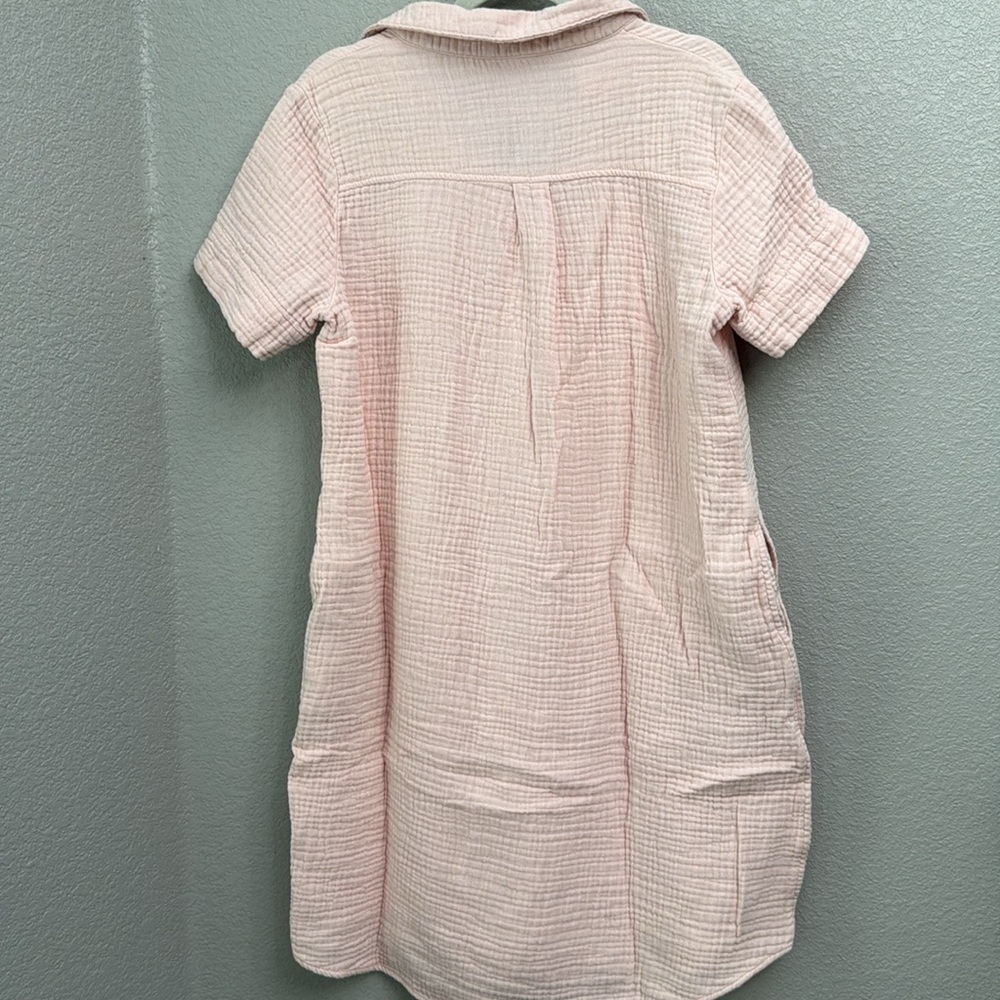 Three Dots Women Double Gauze 100% Cotton Dress Pink Small - Picture 4 of 8